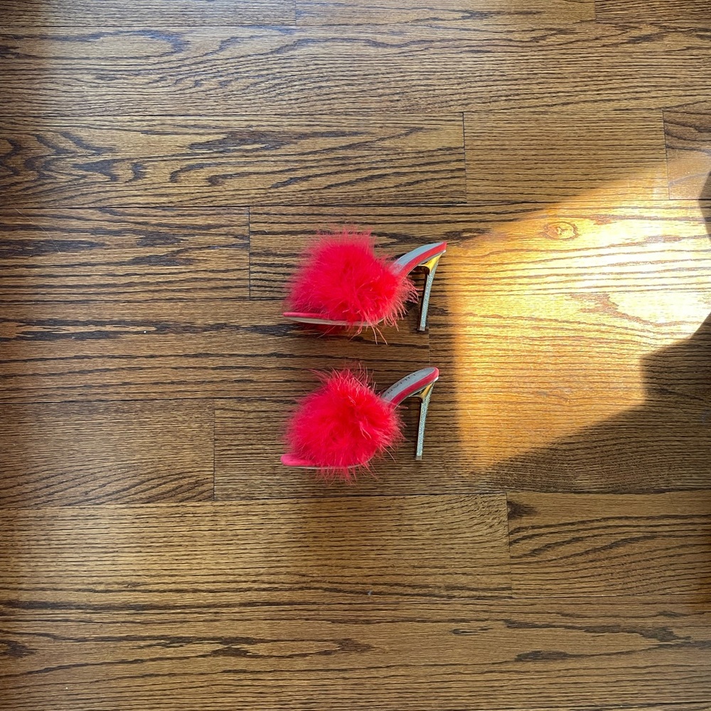 FASHION NOVA | Red Faux Fur Heels